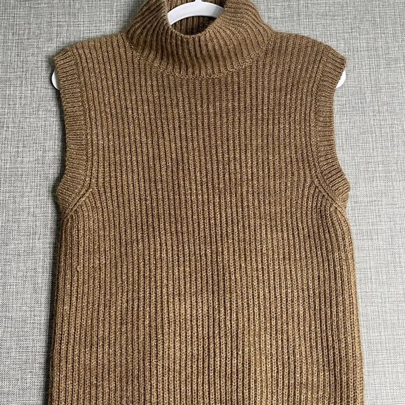 Salt Murphy Wool Sweater Womens Medium Brown Tan Top Sleeveless Alpaca Blend - Picture 2 of 11